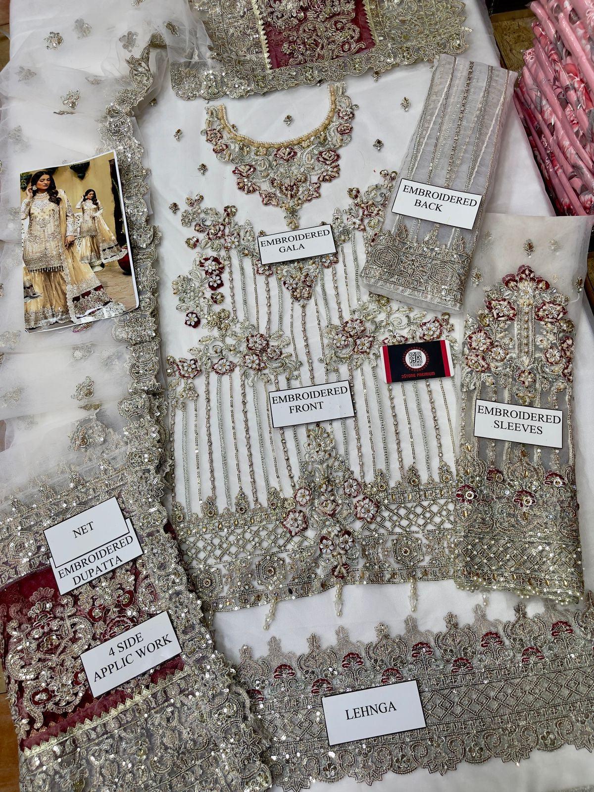 Pakistani Net Embroidered Bridal Lehanga-Aarasta