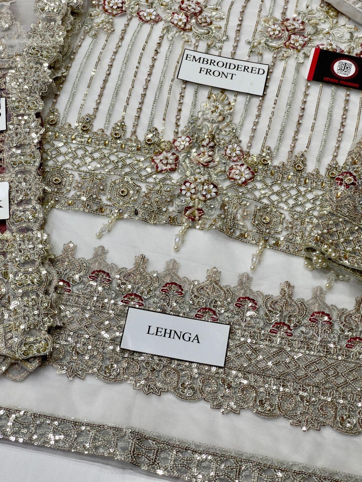 Pakistani Net Embroidered Bridal Lehanga-Aarasta