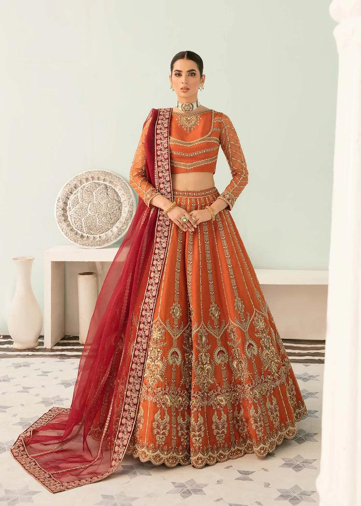 Akbar Aslam Net Frock-Net-Orange-Maxi-Aarasta