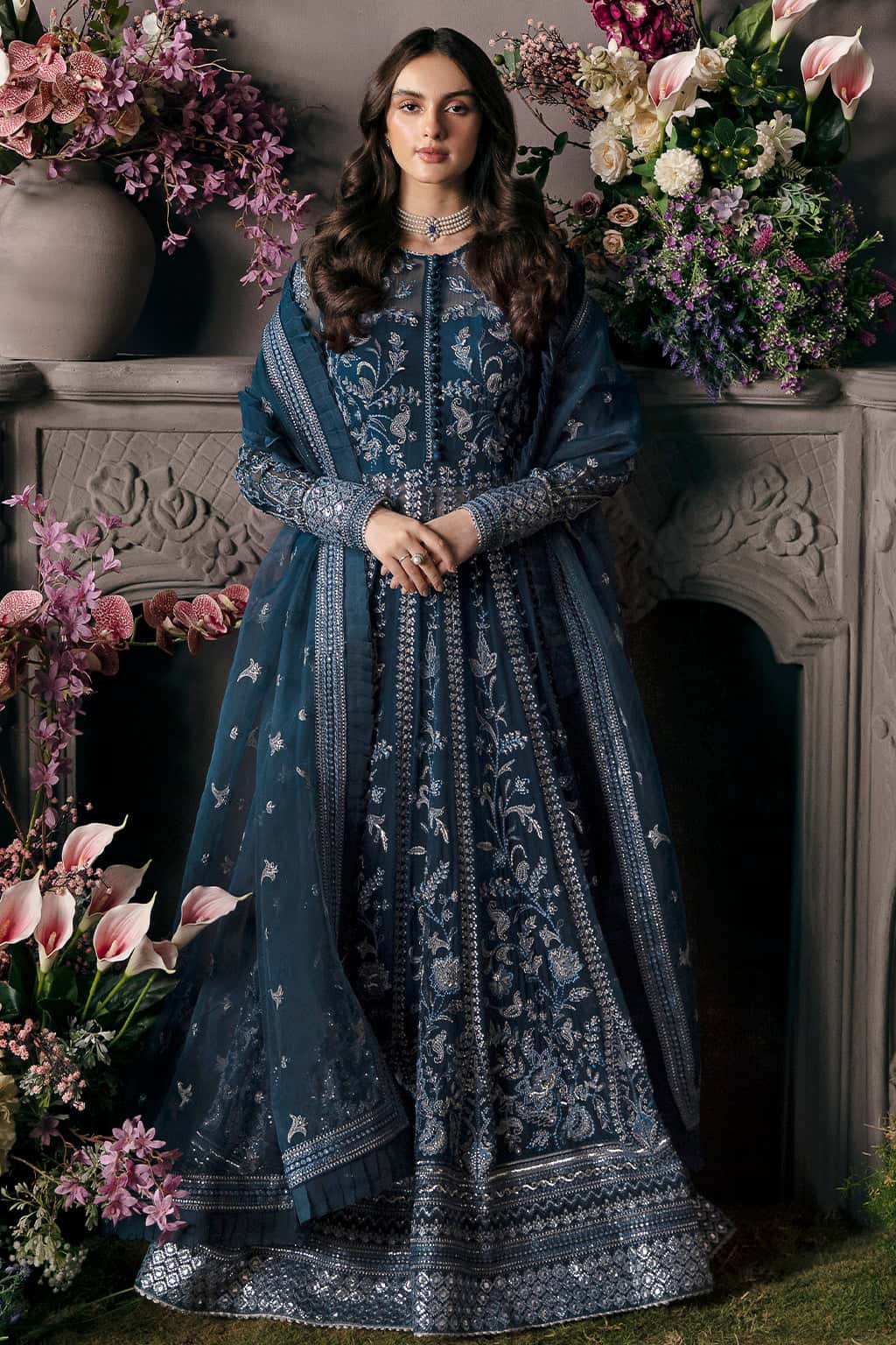Afrozeh Organza Frock-Blue-Organza-Maxi-Aarasta
