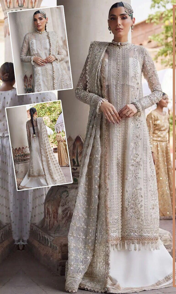 Afrozeh Organza Bridal Suit-Organza-White-Gharara-Aarasta