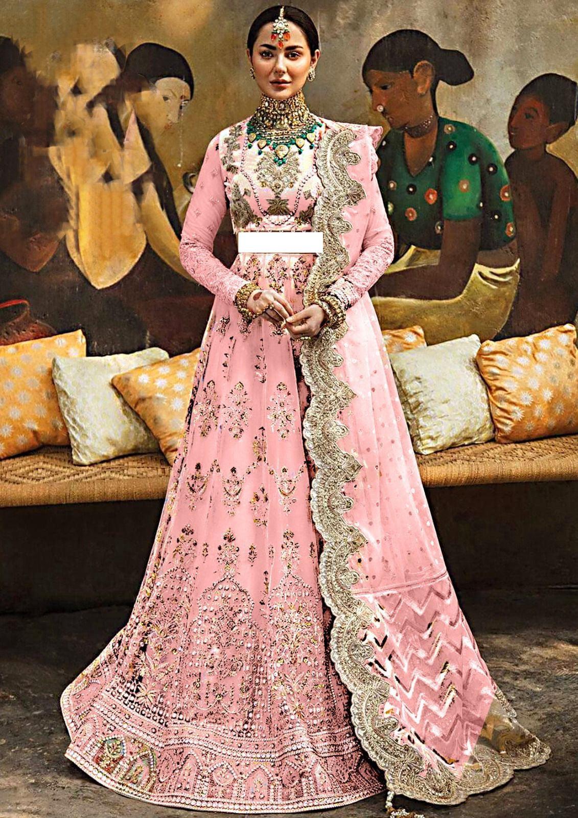 Afrozeh Net Frock-Pink-Net-Maxi-Aarasta