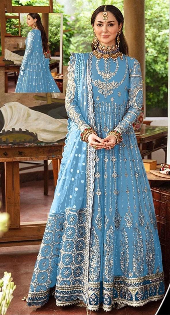 Afrozeh Net Maxi-Sky Blue-Net-Maxi-Aarasta