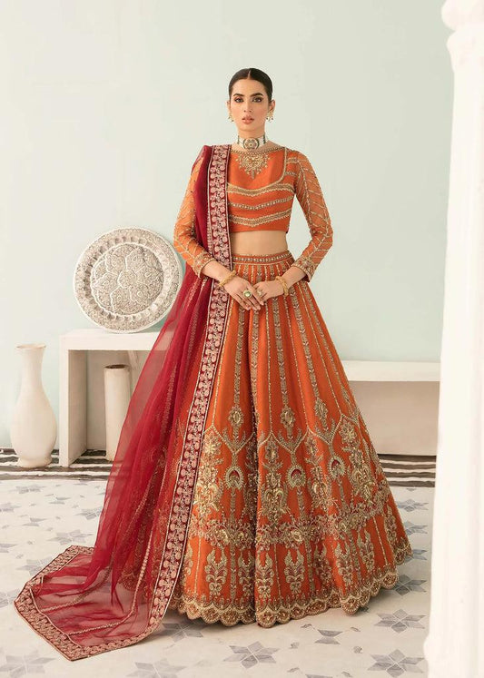 Akbar Aslam Net Frock-Net-Orange-Maxi-Aarasta