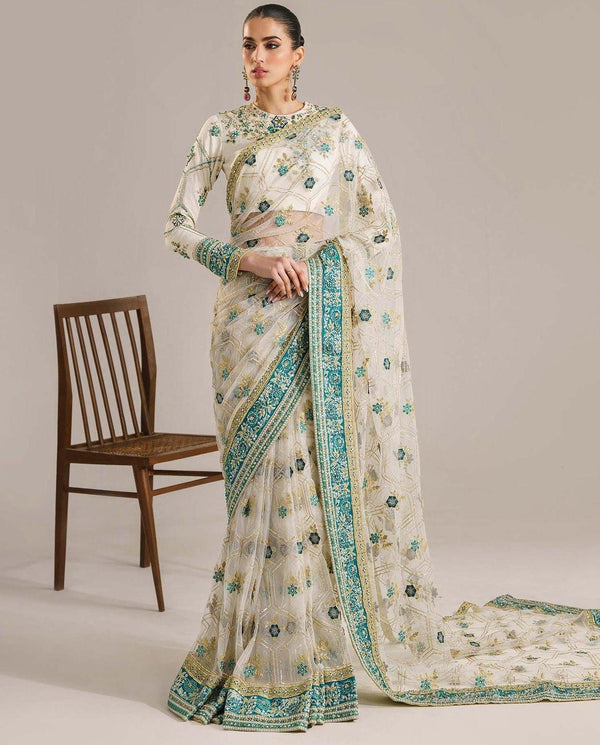 Akbar Aslam Silk Saree-Silk-Off White-Sari-Aarasta