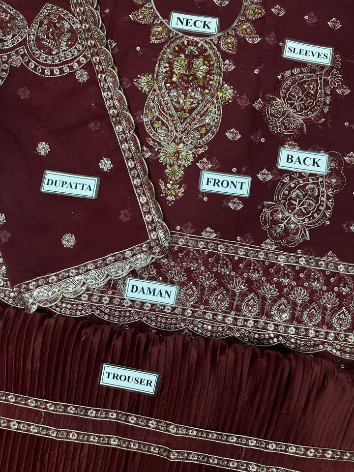 Alizeh Chiffon Bridal Suit-Aarasta