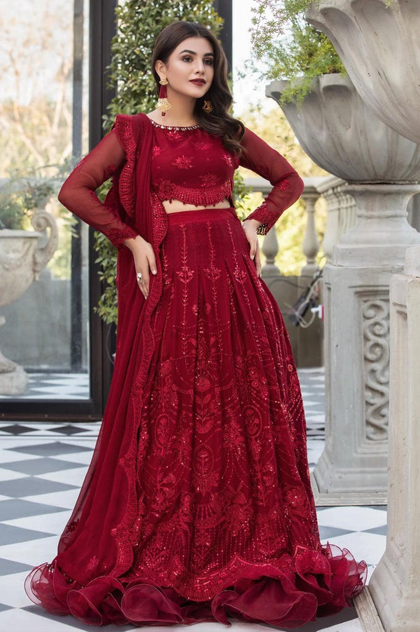 Alizeh Chiffon Frock-Chiffon-Red-Maxi-Aarasta
