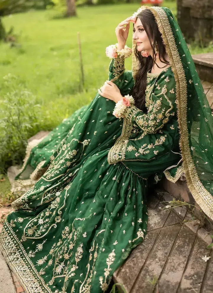 Maha Wajahat Chiffon Gharara-Green-Chiffon-Gharara-Aarasta