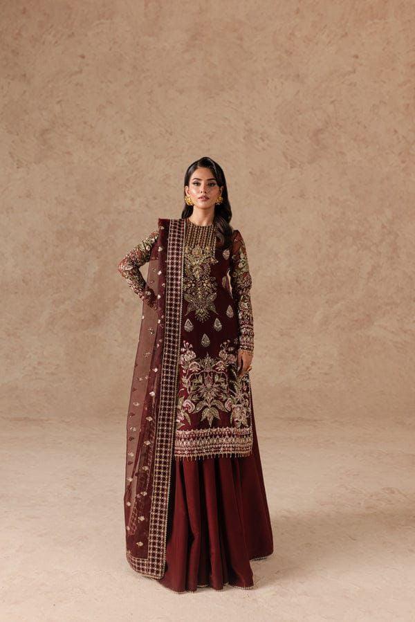 Alizeh Chiffon Bridal Suit-Maroon-Chiffon-Gharara-Aarasta
