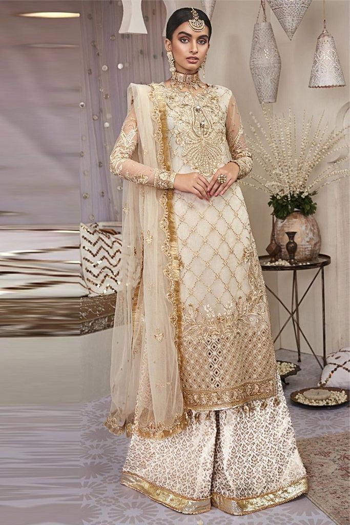 Anaya Net Bridal Suit-Off White-Net-Gharara-Aarasta