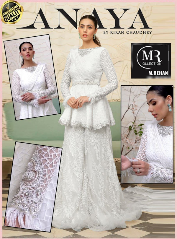 Anaya Net Bridal Suit-White-Net-Gharara-Aarasta