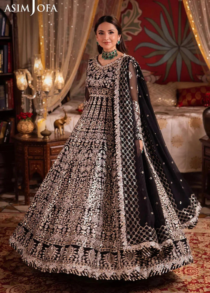 Asim Jofa Chiffon Frock-Black-Chiffon-Maxi-Aarasta