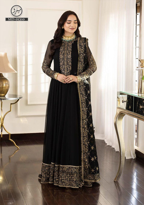 Asim Jofa Chiffon Frock-Black-Chiffon-Maxi-Aarasta