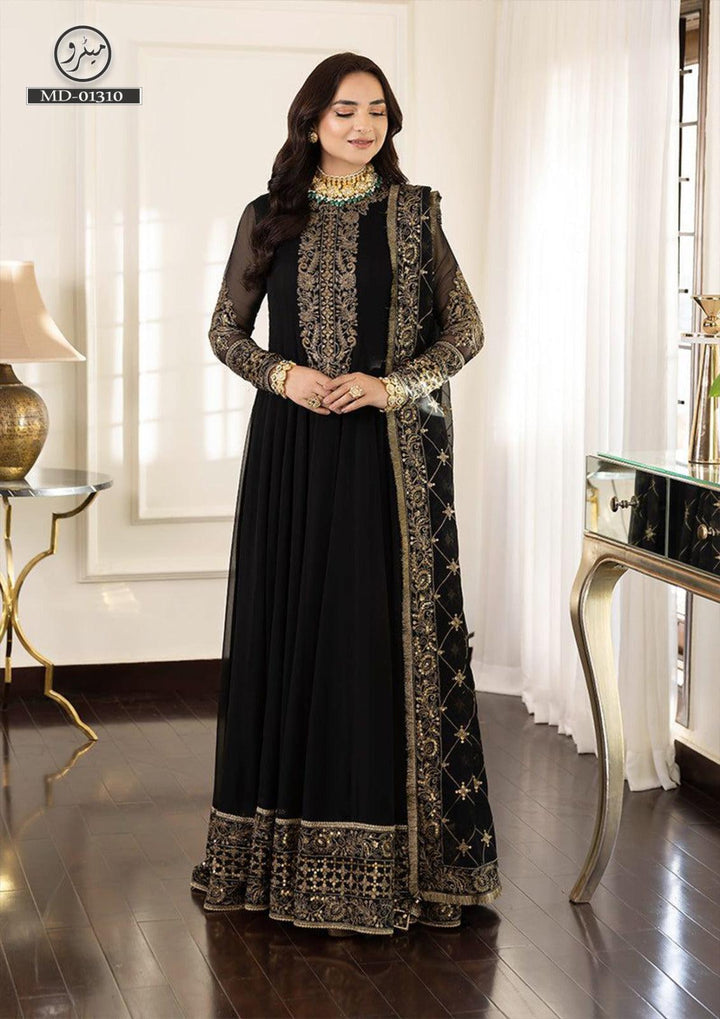 Asim Jofa Chiffon Frock-Black-Chiffon-Maxi-Aarasta