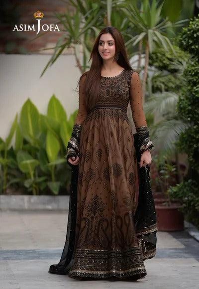Asim Jofa Chiffon Maxi-Brown-Chiffon-Maxi-Aarasta