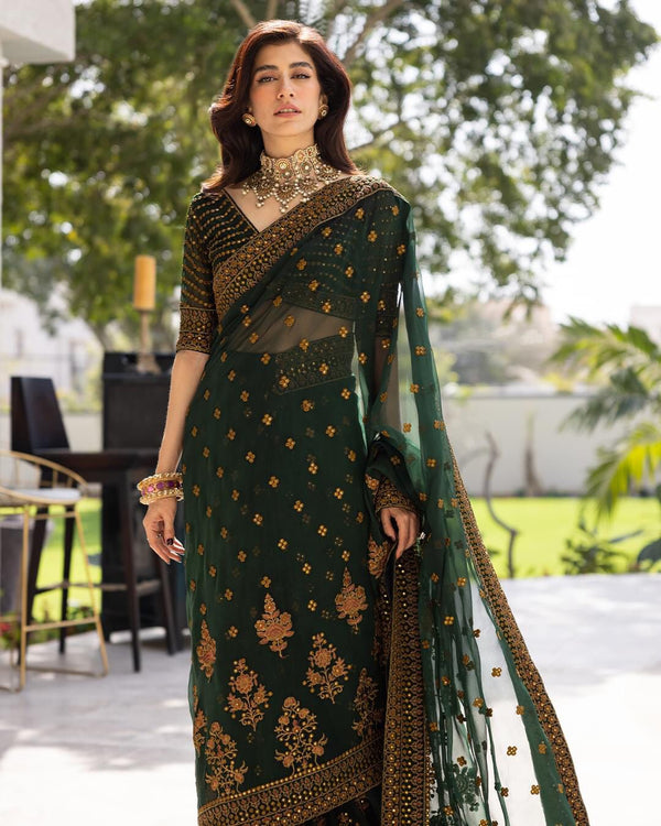 Asim Jofa Chiffon Saree-Green-Chiffon-Sari-Aarasta
