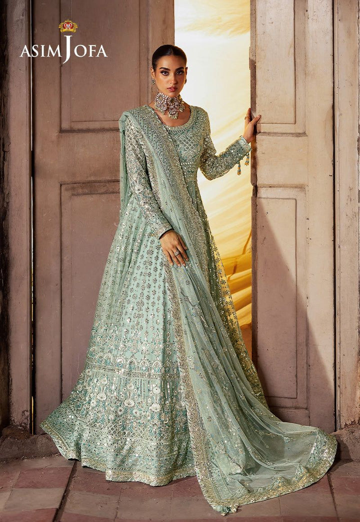 Asim Jofa Net Frock-Net-Sea Green-Maxi-Aarasta