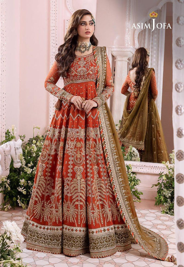 Asim Jofa Chiffon Frock-Orange-Chiffon-Maxi-Aarasta
