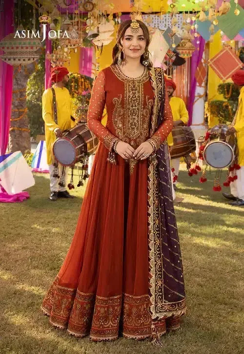 Asim Jofa Chiffon Maxi-Orange-Chiffon-Maxi-Aarasta