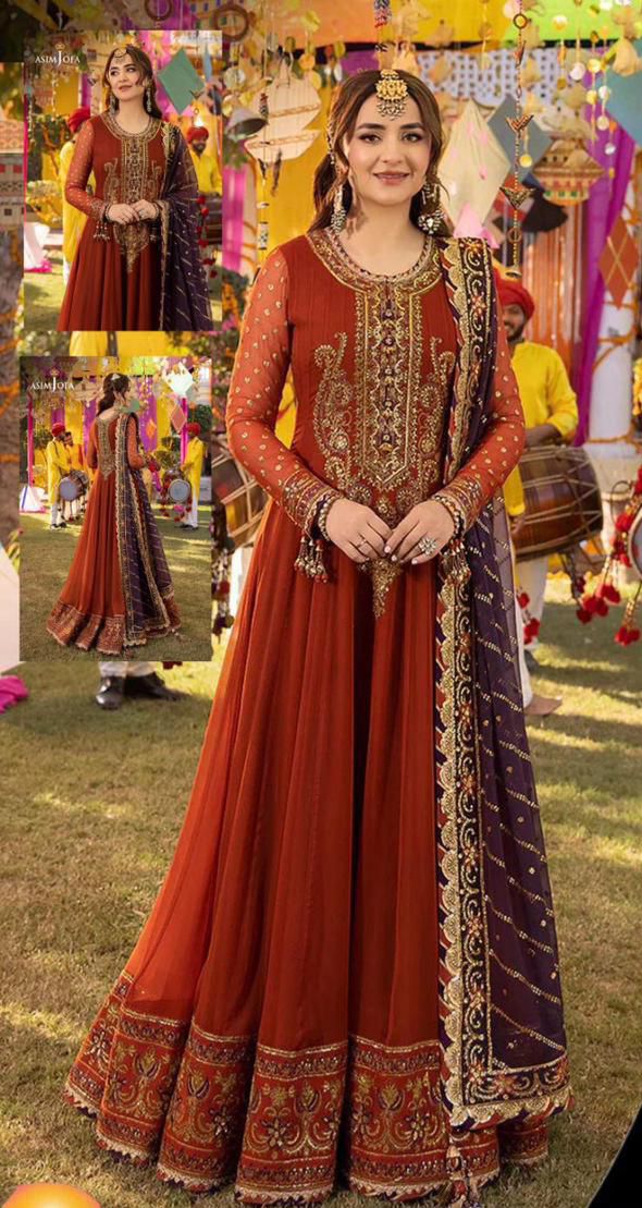 Asim Jofa Chiffon Maxi-Orange-Chiffon-Maxi-Aarasta