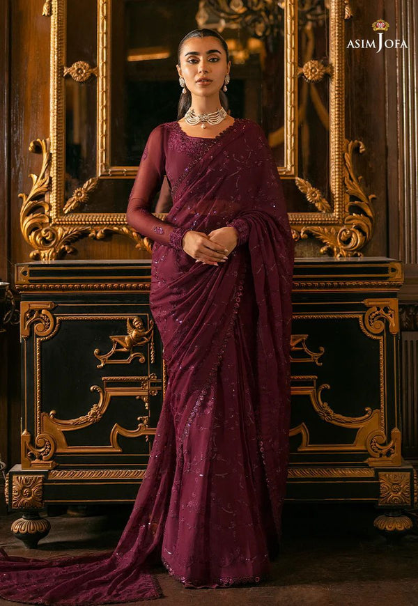 Asim Jofa Chiffon Saree-Purple-Chiffon-Sari-Aarasta