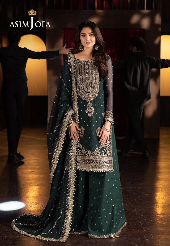Asim Jofa Chiffon Bridal Suit-Zinc-Chiffon-Gharara-Aarasta