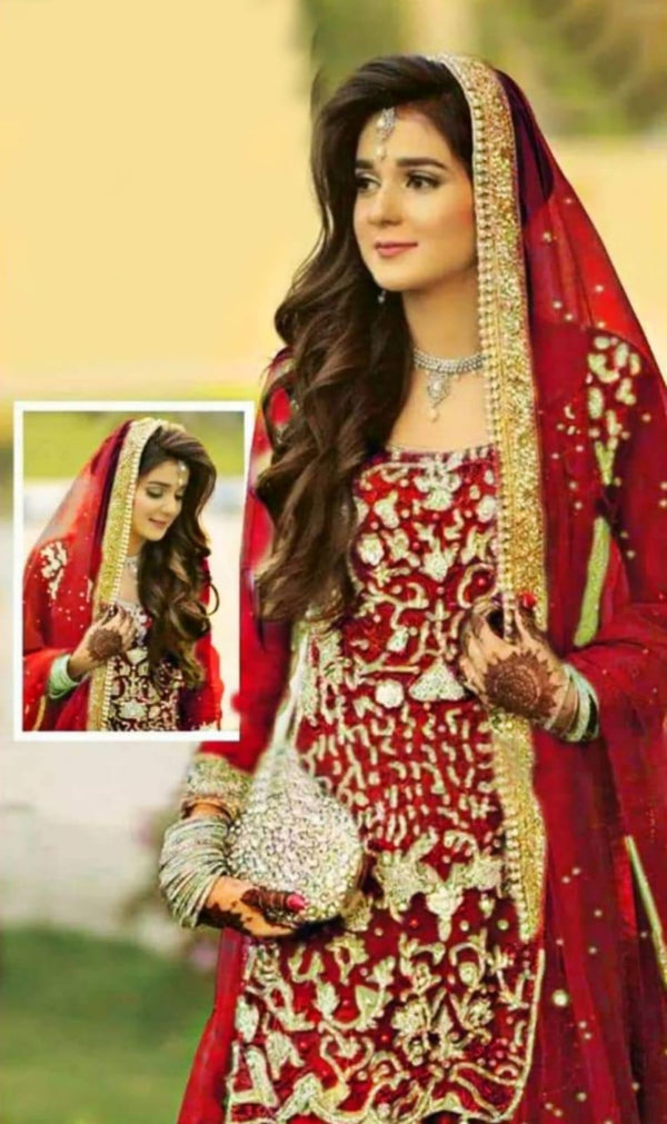 Atif Riaz Bridal Suit-Maroon-Net-Gharara-Aarasta