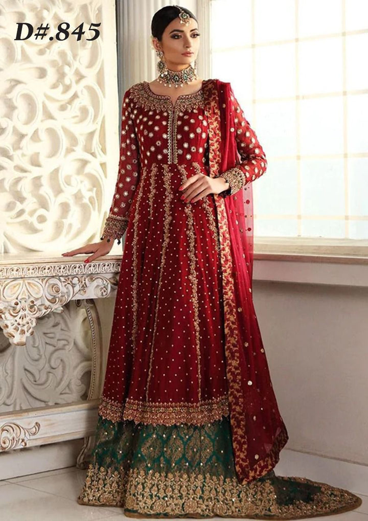 Ayesha Imran Chiffon Bridal Suit-Red-Chiffon-Lehenga-Aarasta