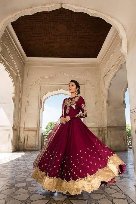 Ayeza Khan Chiffon Maxi-Maroon-Chiffon-Maxi-Aarasta
