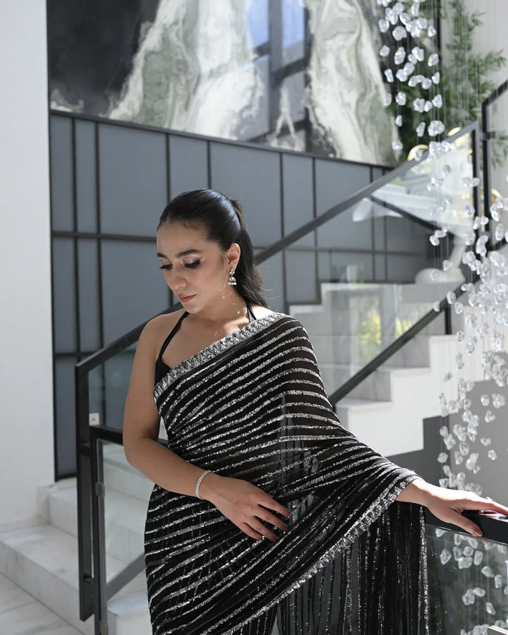 Azure Chiffon Saree-Aarasta