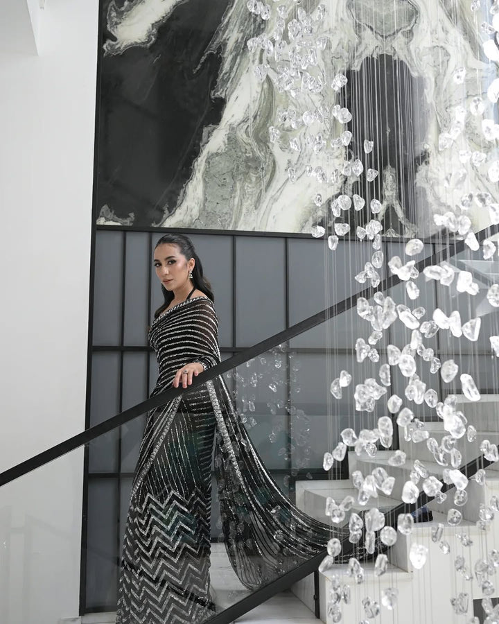 Azure Chiffon Saree-Aarasta