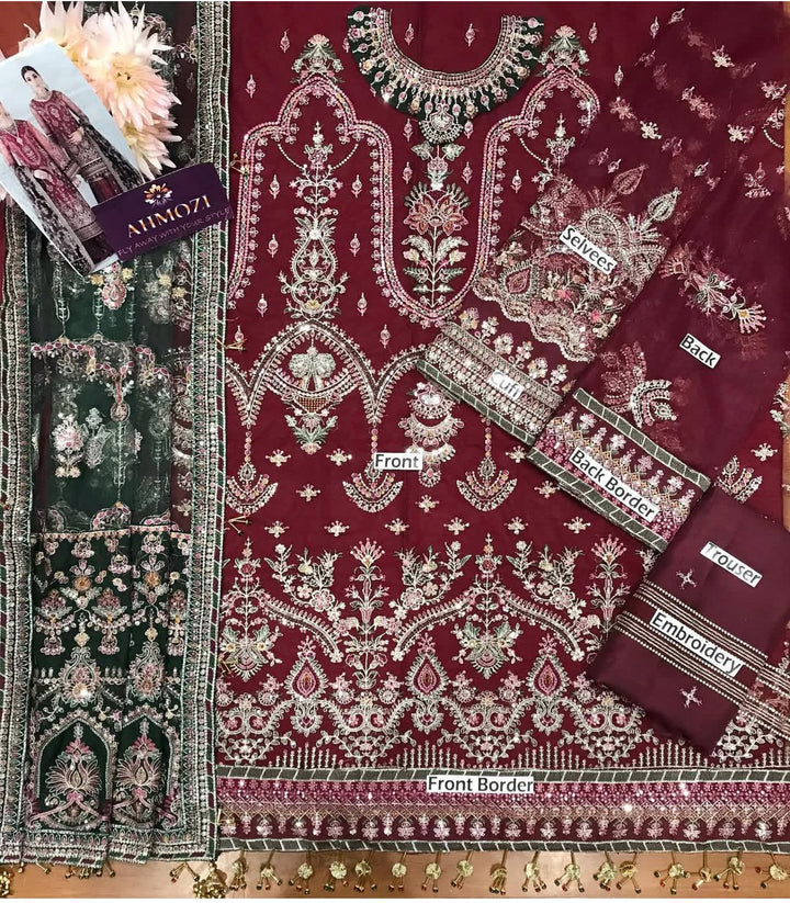 Baroque Net Bridal Suit-Aarasta