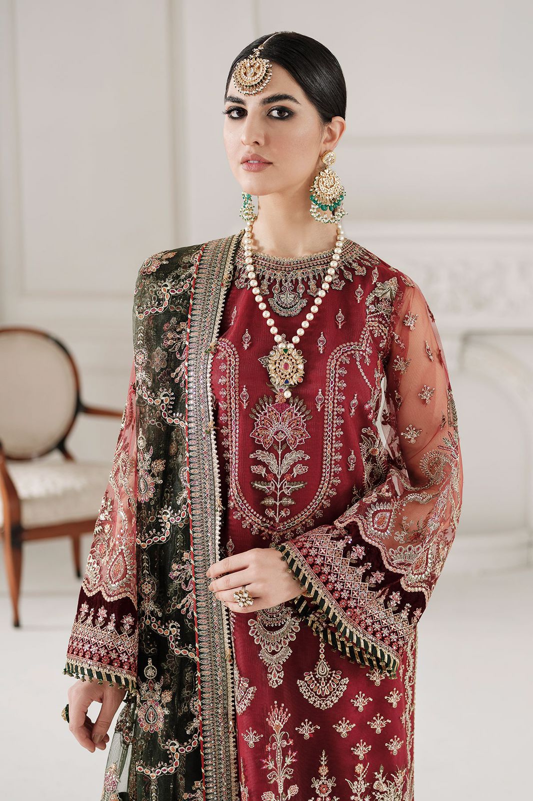 Baroque Net Bridal Suit-Aarasta