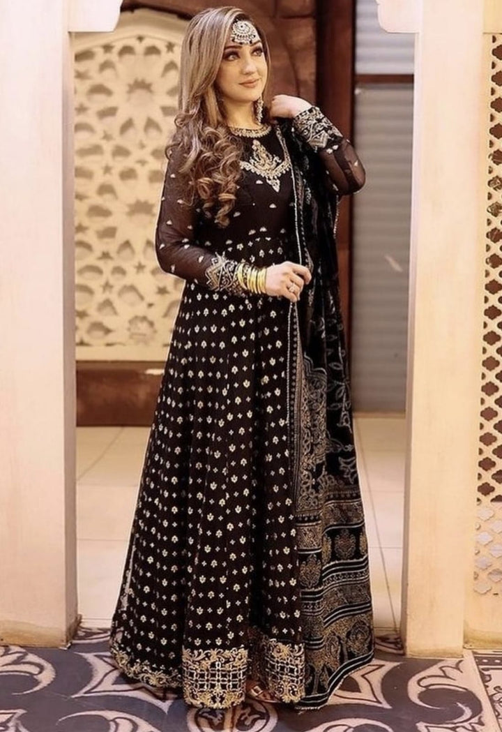 Baroque Chiffon Suit-Black-Chiffon-Maxi-Aarasta