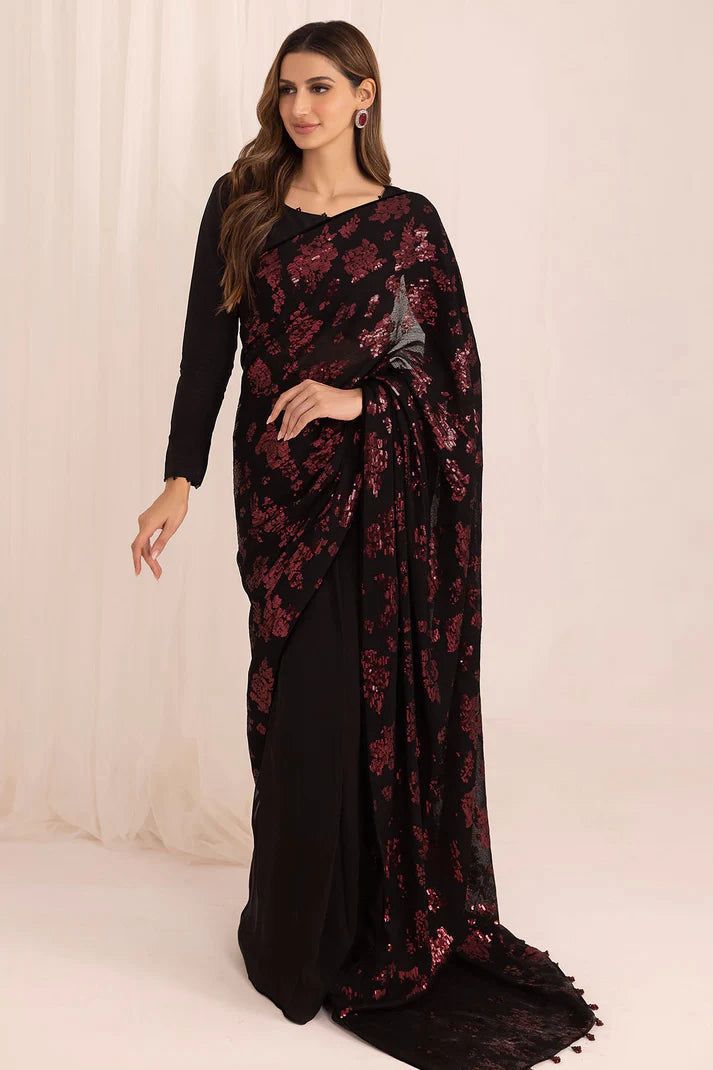 Jazmin Chiffon Saree-Black-Chiffon-Sari-Aarasta