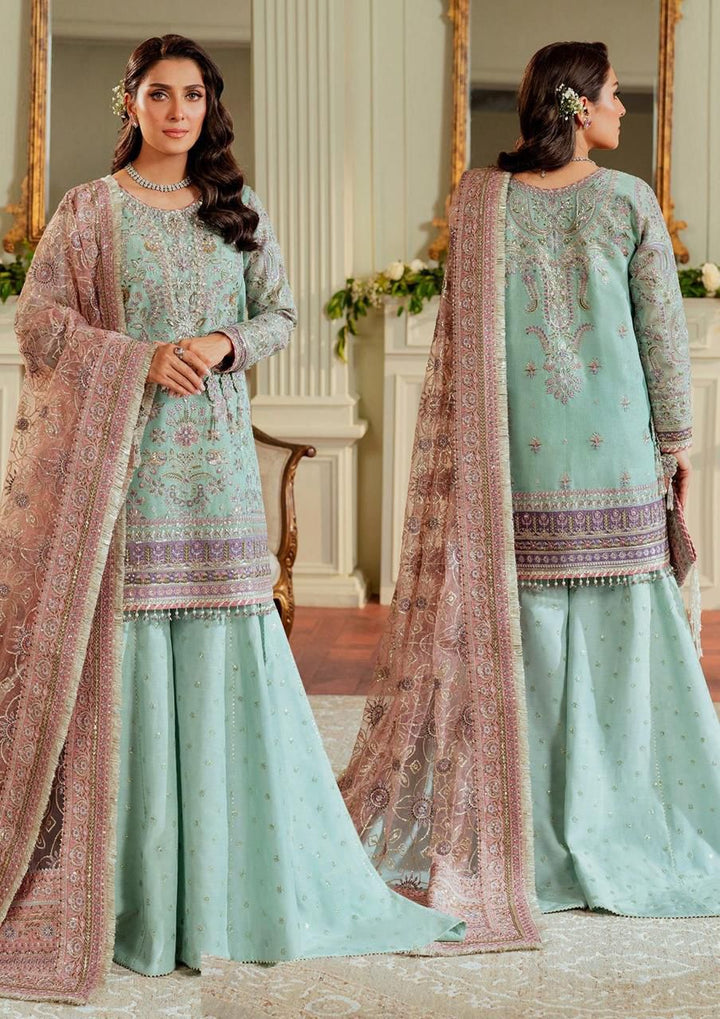 Baroque Net Bridal Suit-Ferozi-Net-Lehenga-Aarasta