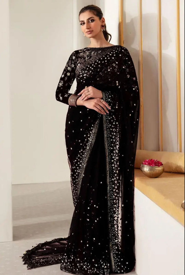 Jazmin Net Saree-Net-Black-Saree-Aarasta