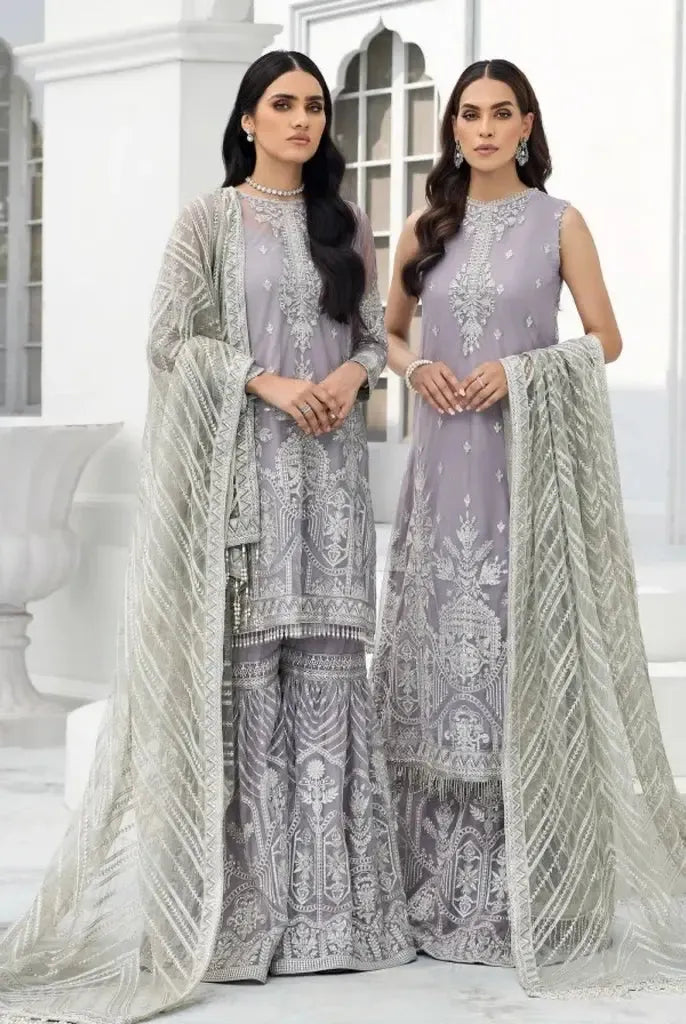 Baroque Net Bridal Suit-Purple-Net-Lehenga-Aarasta