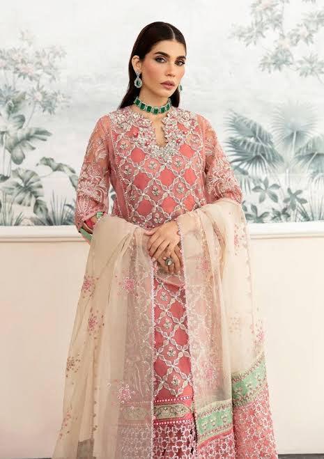 Elaf Organza Bridal Suit-Pink-Organza-Lehenga-Aarasta