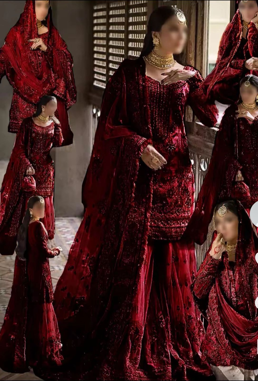 Erum Khan Net Bridal Suit-Maroon-Net-Gharara-Aarasta