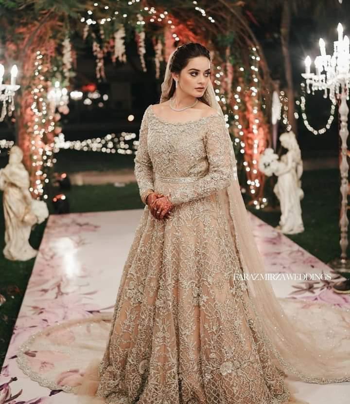 Erum Khan Net Bridal Suit-Net-Skin-Maxi-Aarasta