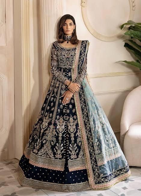 Gulaal Chiffon Frock-Navy-Chiffon-Maxi-Aarasta