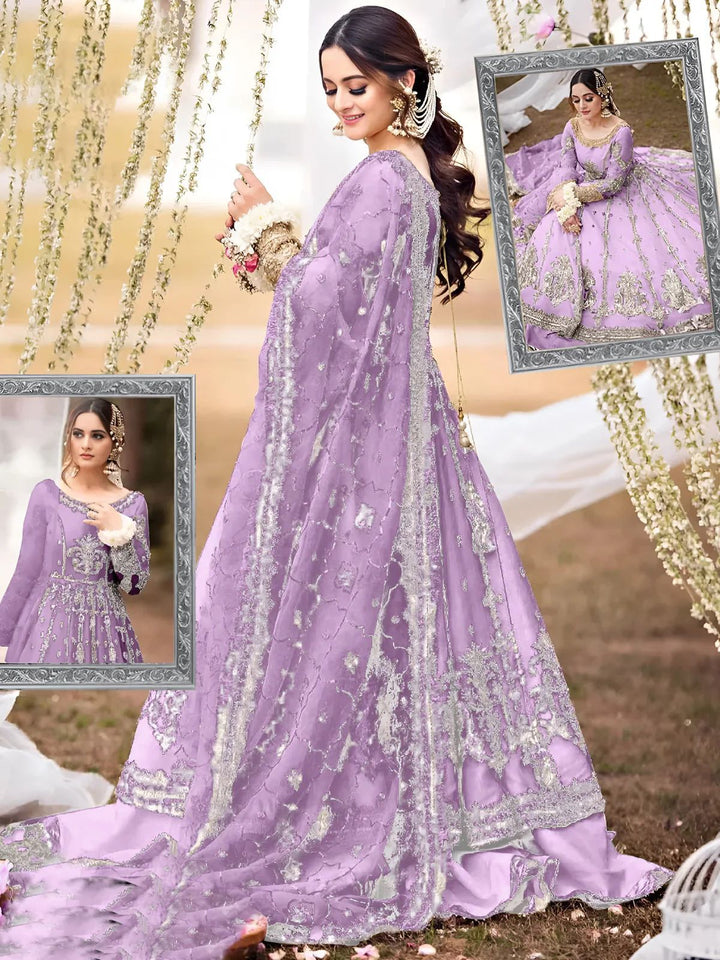 Hira Mani Net Frock-Purple-Net-Maxi-Aarasta