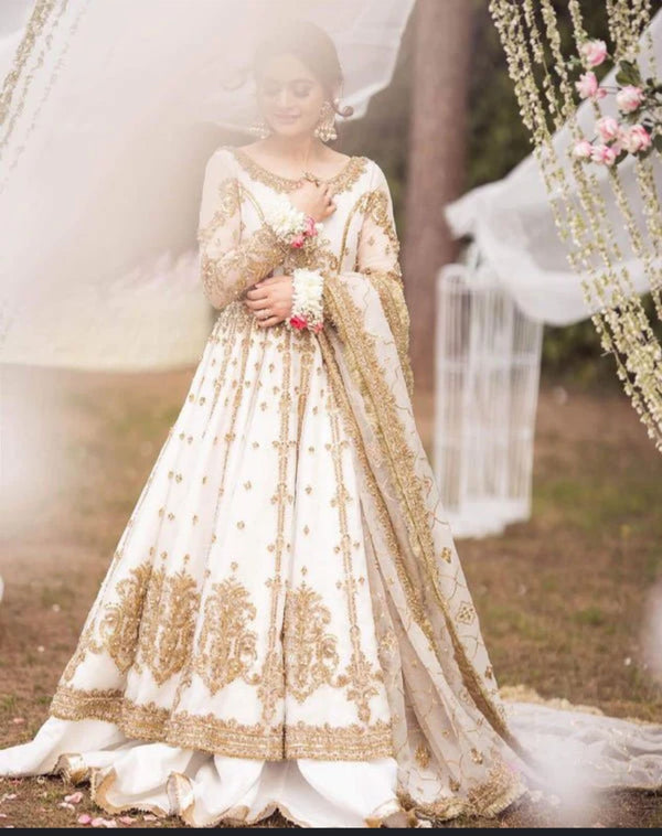 Hira Mani Net Frock-White-Net-Maxi-Aarasta