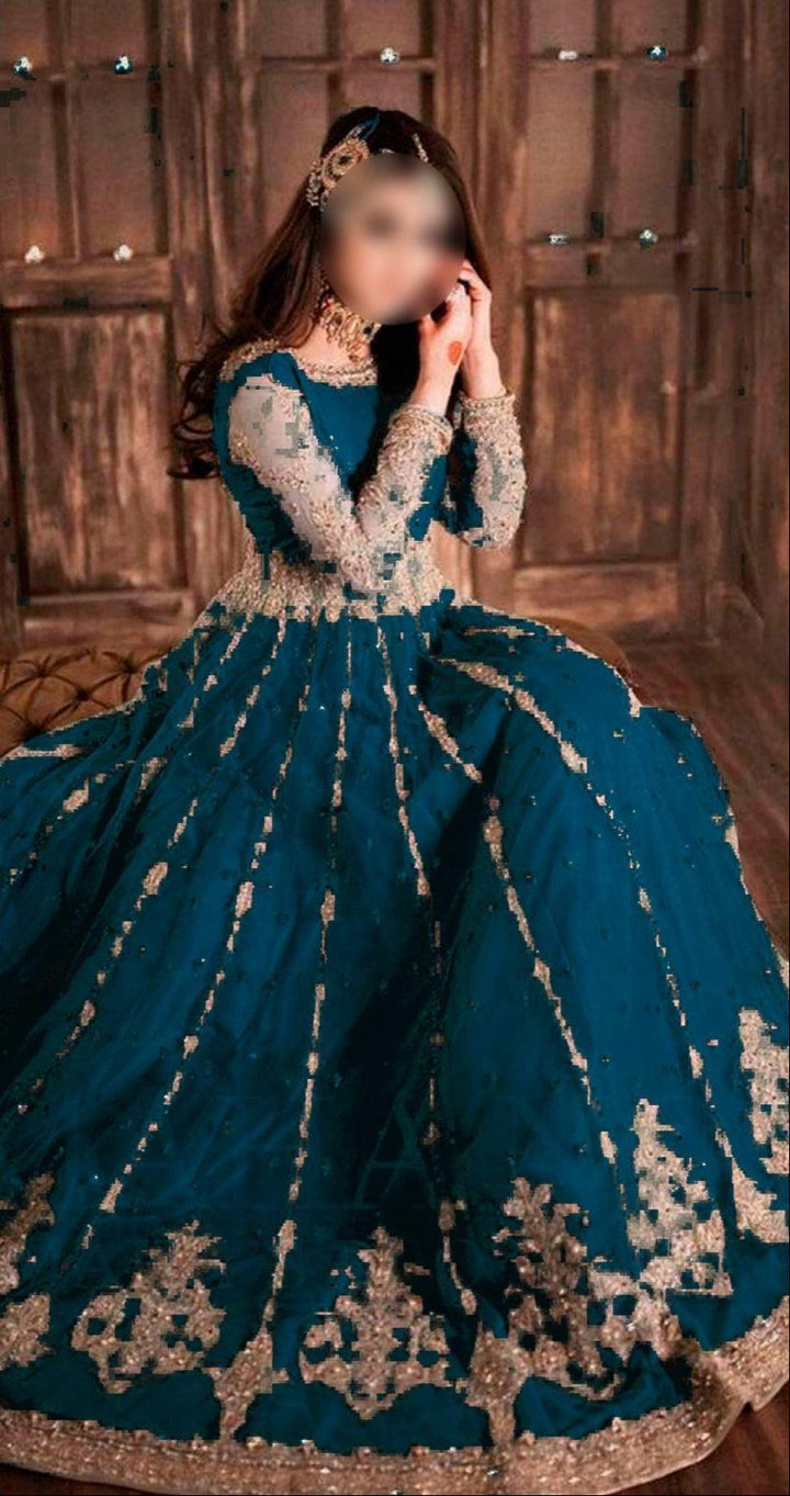 Hira Mani Net Frock-Zinc-Net-Maxi-Aarasta