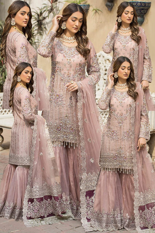 Imrozia Net Suit-Brown-Net-Gharara-Aarasta