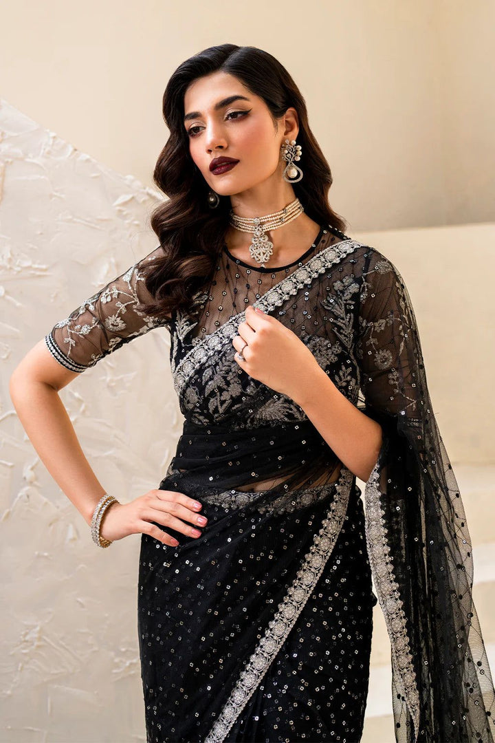 Iznik Net Saree-Black-Net-Sari-Aarasta