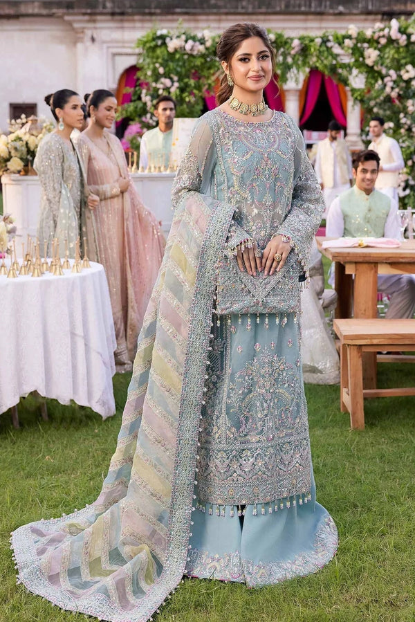 Kanwal Malik Organza Bridal Suit-Organza-Ferozi-Gharara-Aarasta