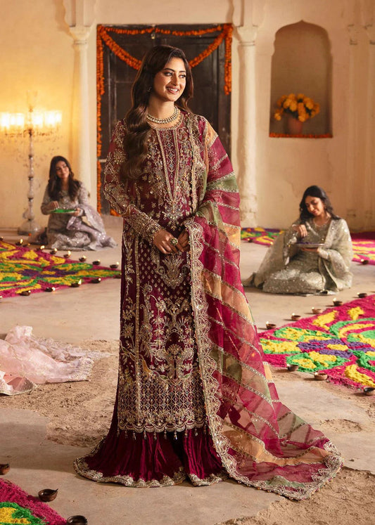 Kamwal Malik Organza Bridal Suit-Purple-Organza-Lehenga-Aarasta