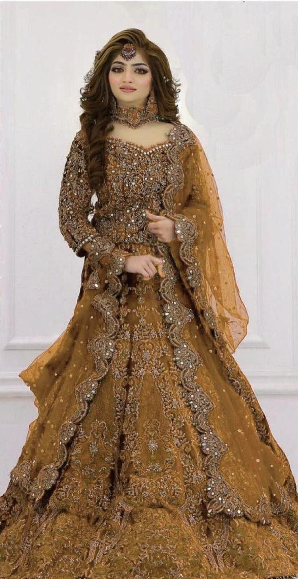 Kashees Net Bridal Suit-Golden-Net-Lehenga-Aarasta